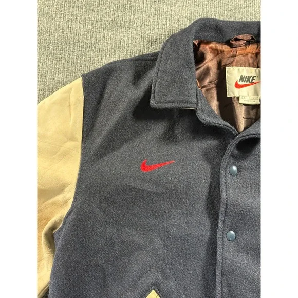 Vintage Nike US Soccer Varsity Jacket Mens Small Navy Blue Wool Leather Sleeves - Picture 5 of 16